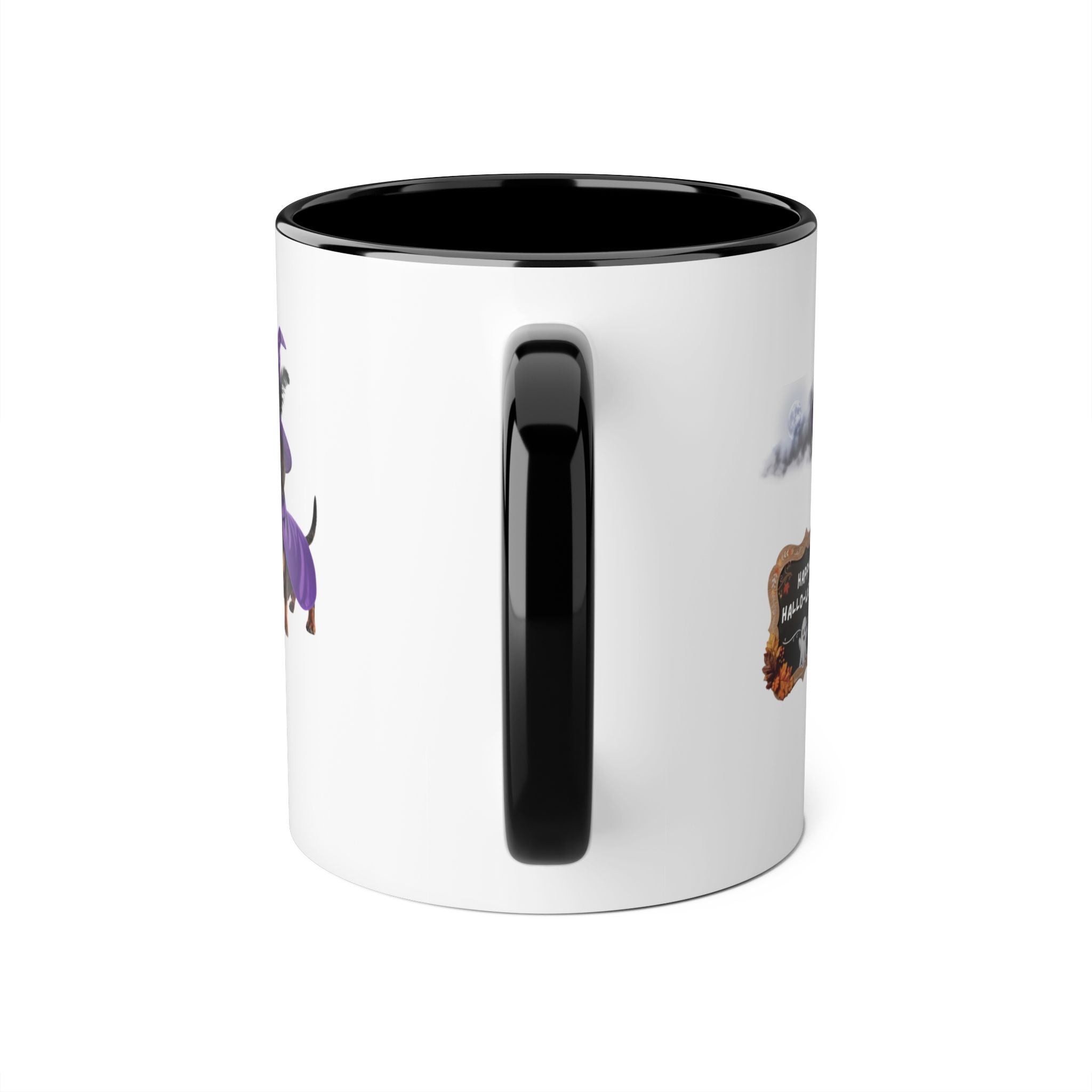 Happy Hallo-Weenie Dachshund Mug — Halloween Witch Dog Accent Coffee Cup, 11oz