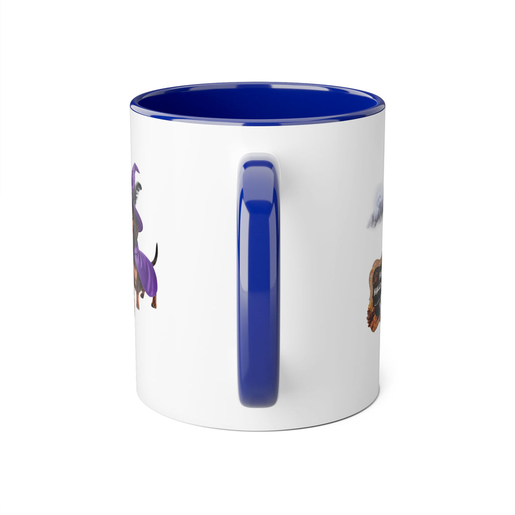 Happy Hallo-Weenie Dachshund Mug — Halloween Witch Dog Accent Coffee Cup, 11oz