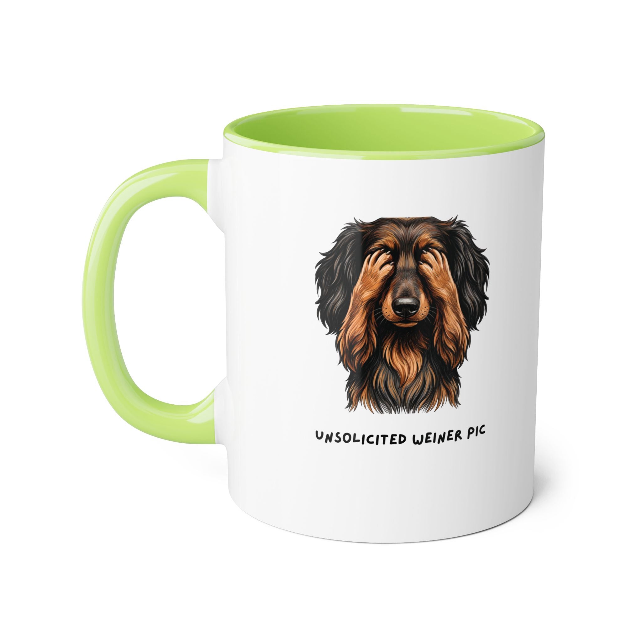 Dog Mug – "Unsolicited Weiner Pic" Dachshund Accent Coffee Mug, Funny Pet Lover Gift, 11oz