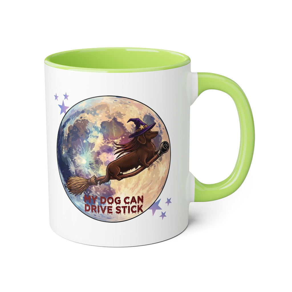 Witch Dog Moon Accent Mug — “My Dog Can Drive Stick” 11oz