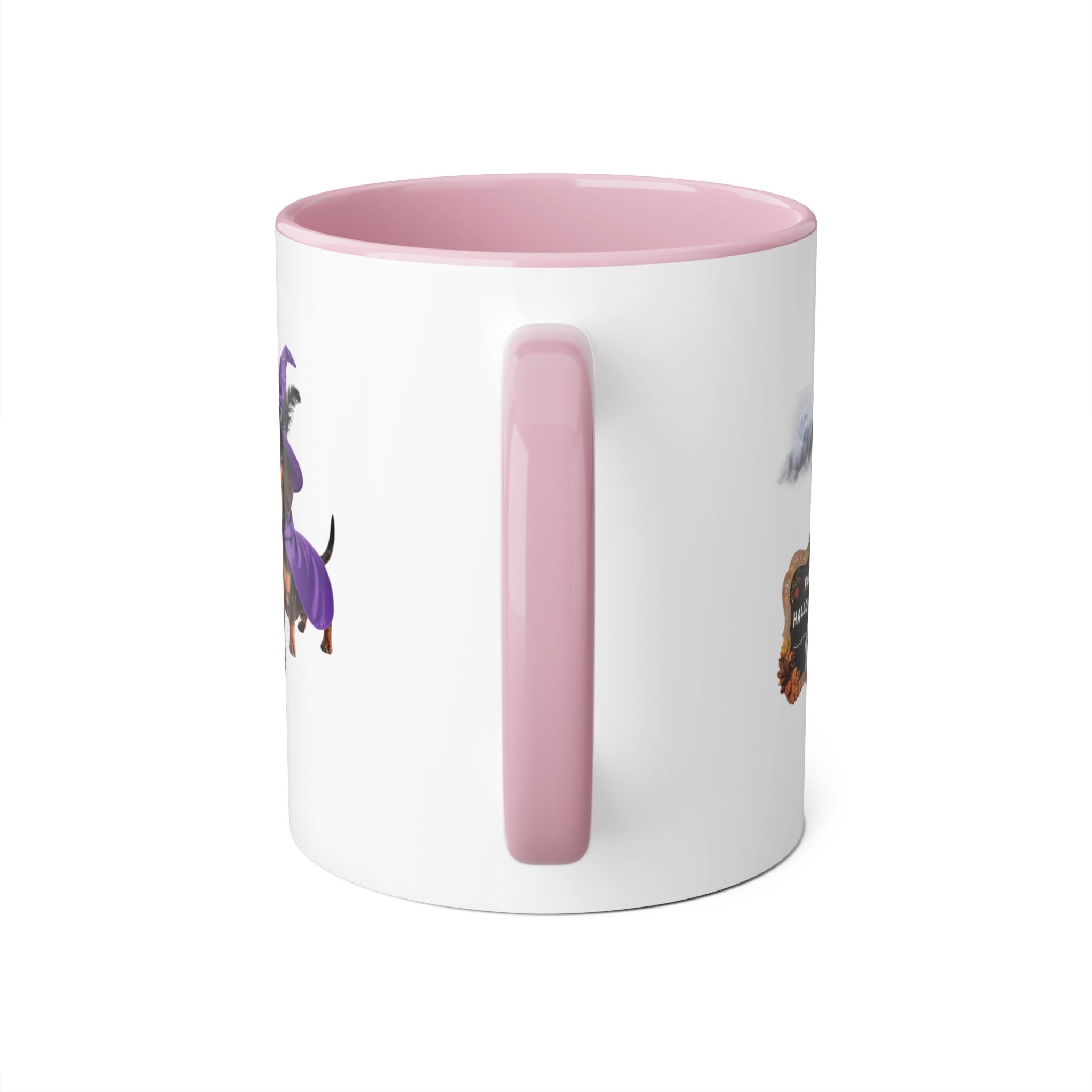 Happy Hallo-Weenie Dachshund Mug — Halloween Witch Dog Accent Coffee Cup, 11oz