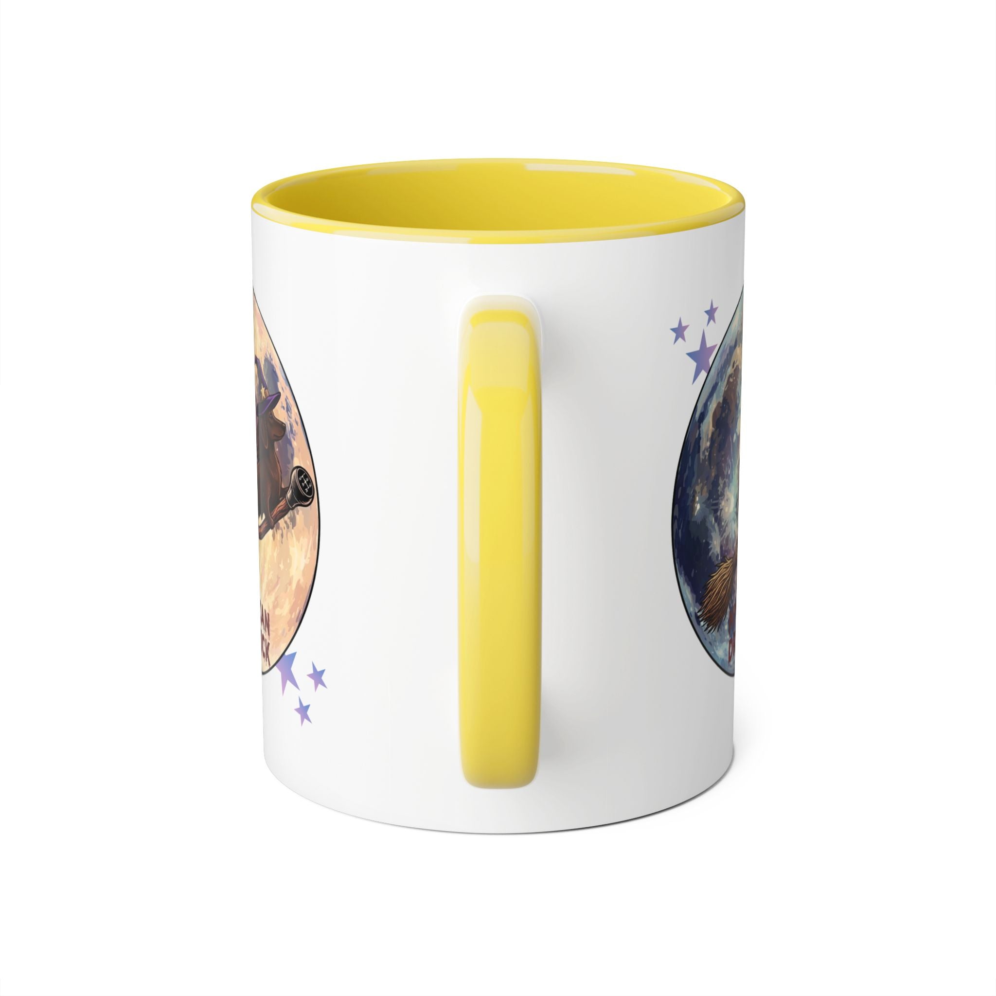 Witch Dog Moon Accent Mug — “My Dog Can Drive Stick” 11oz
