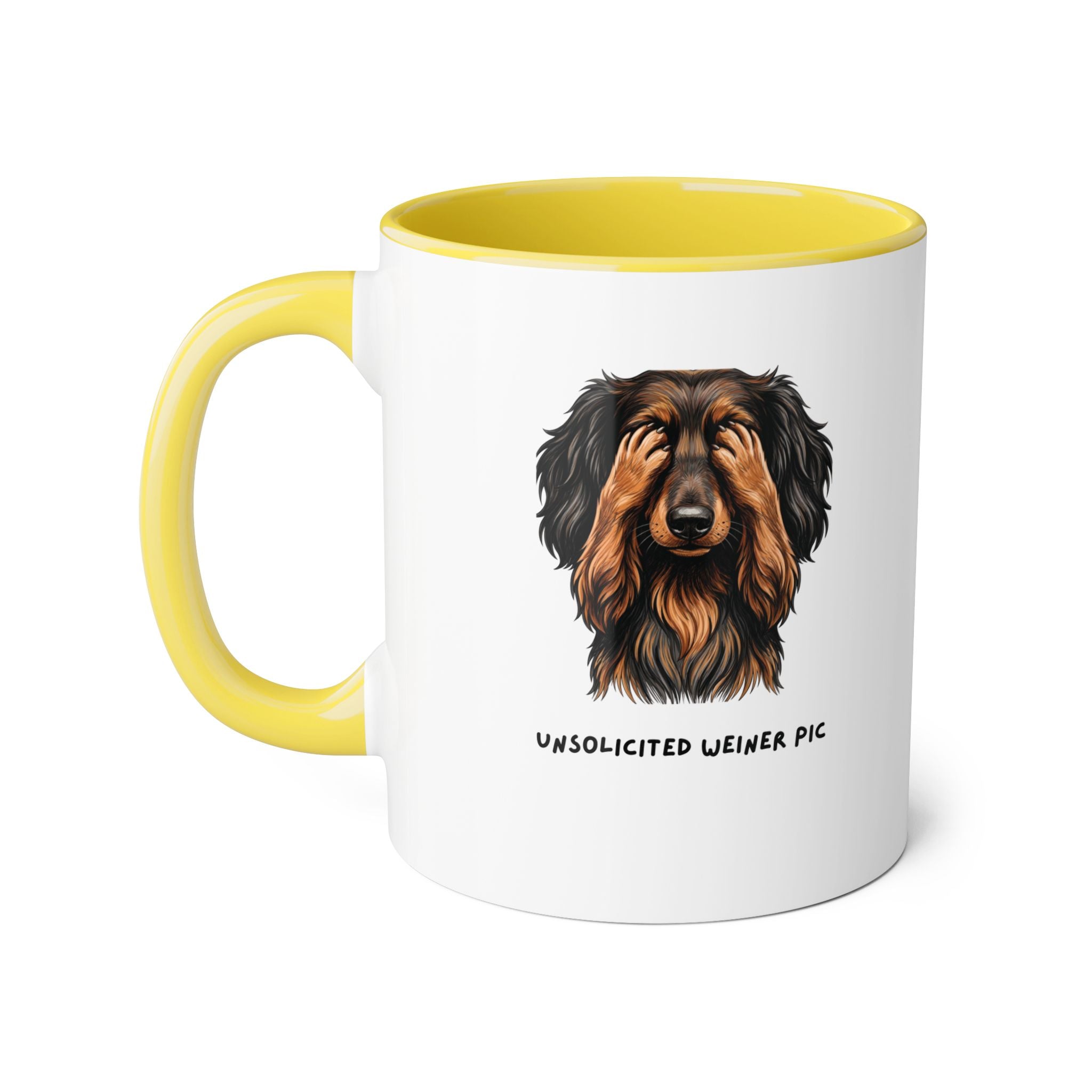 Dog Mug – "Unsolicited Weiner Pic" Dachshund Accent Coffee Mug, Funny Pet Lover Gift, 11oz