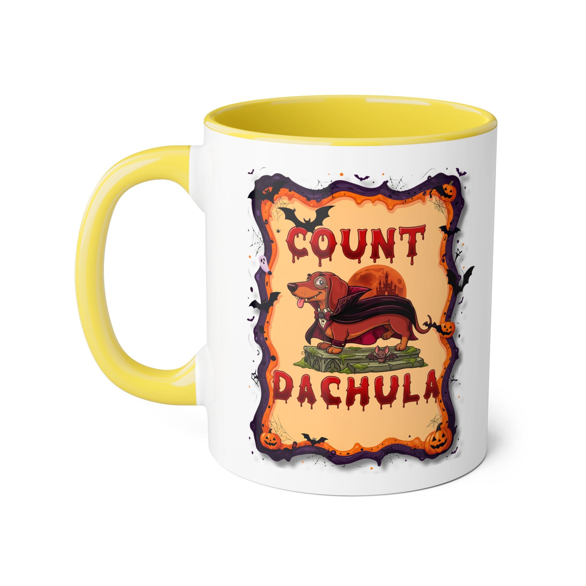 Count Dachula Mug — Funny Halloween Dachshund Coffee Cup (11oz Accent)