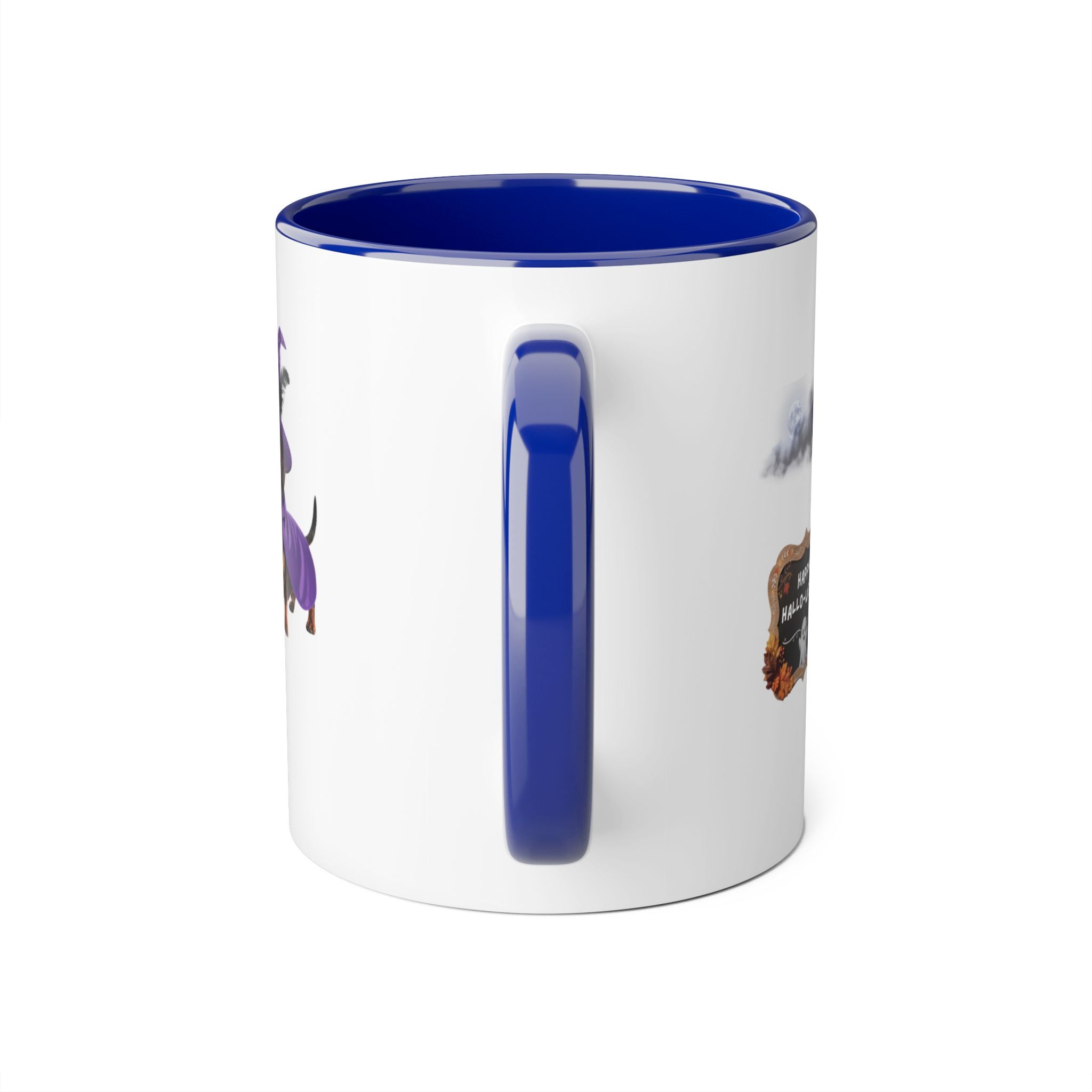 Happy Hallo-Weenie Dachshund Mug — Halloween Witch Dog Accent Coffee Cup, 11oz