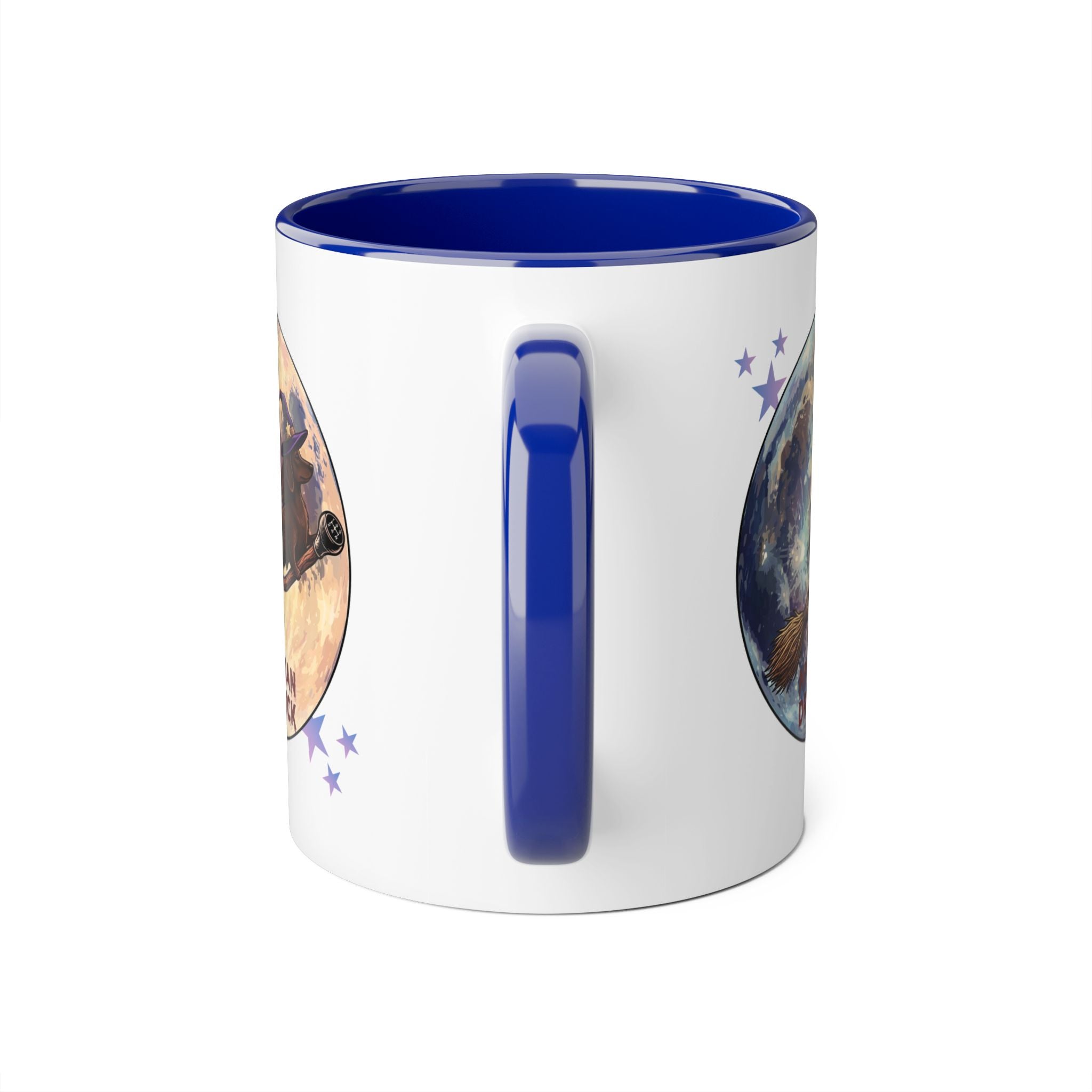 Witch Dog Moon Accent Mug — “My Dog Can Drive Stick” 11oz