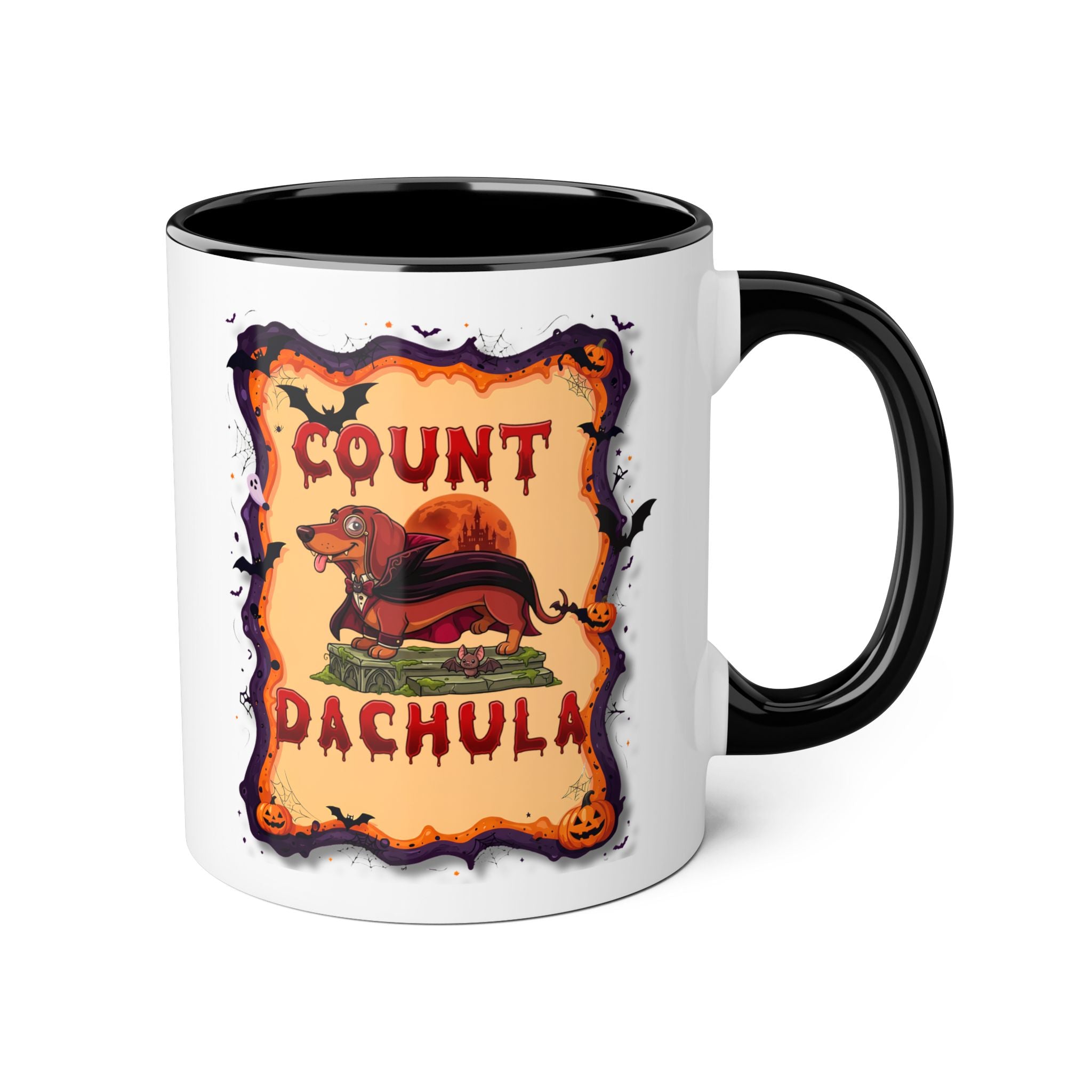 Count Dachula Mug — Funny Halloween Dachshund Coffee Cup (11oz Accent)