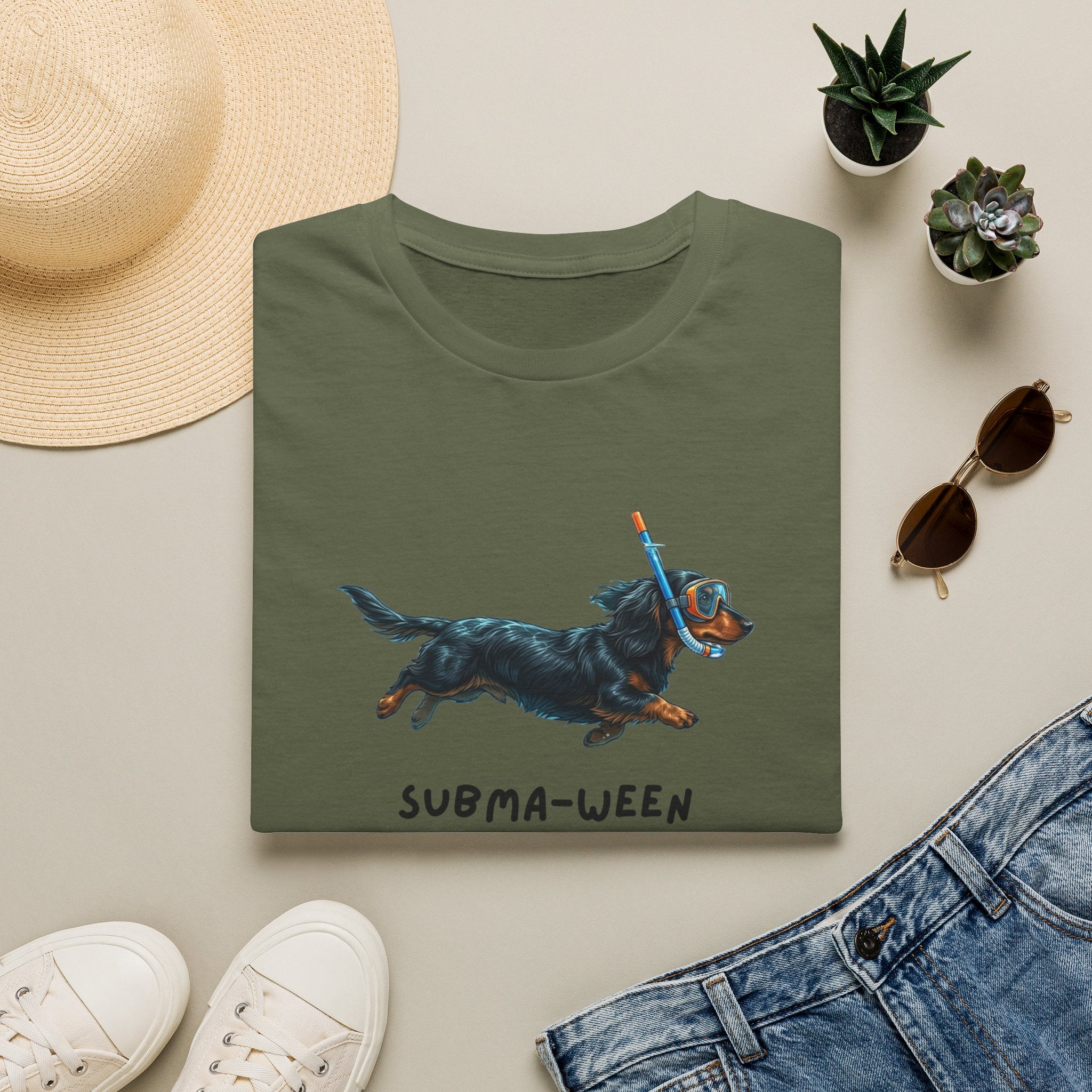 Subma-Ween Dachshund Snorkel Tee — Cute Dog Halloween T-Shirt