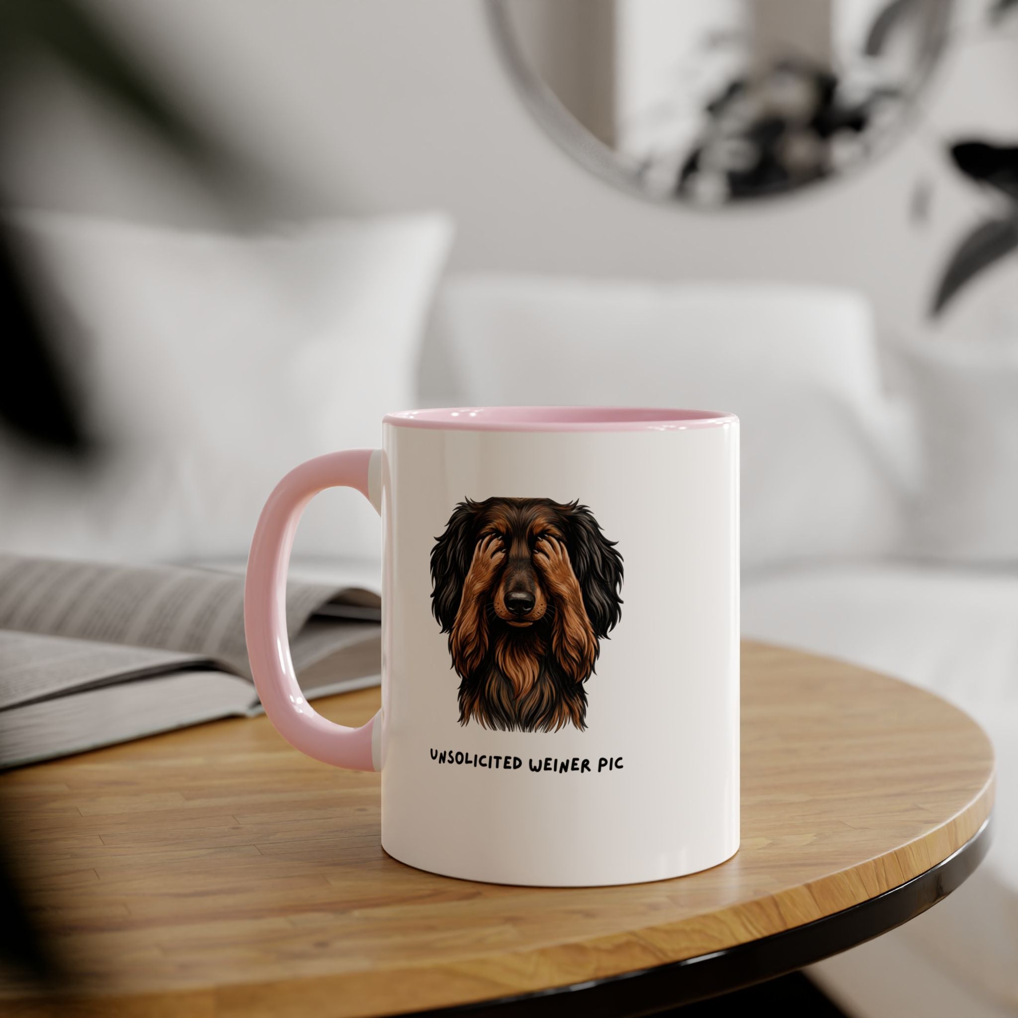 Dog Mug – "Unsolicited Weiner Pic" Dachshund Accent Coffee Mug, Funny Pet Lover Gift, 11oz