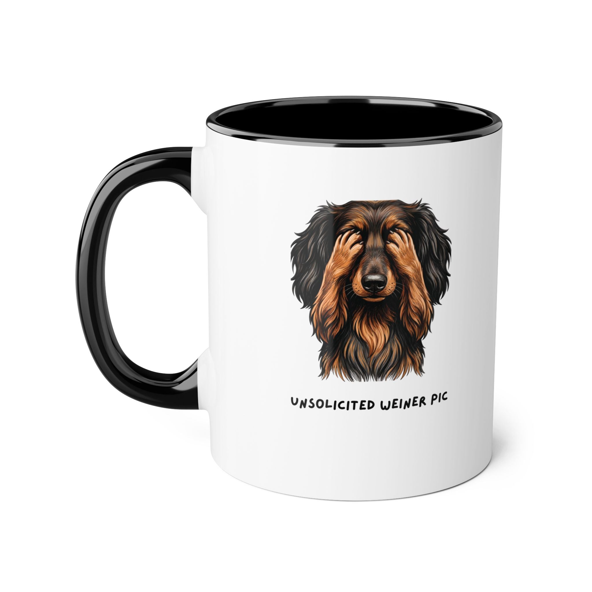 Dog Mug – "Unsolicited Weiner Pic" Dachshund Accent Coffee Mug, Funny Pet Lover Gift, 11oz