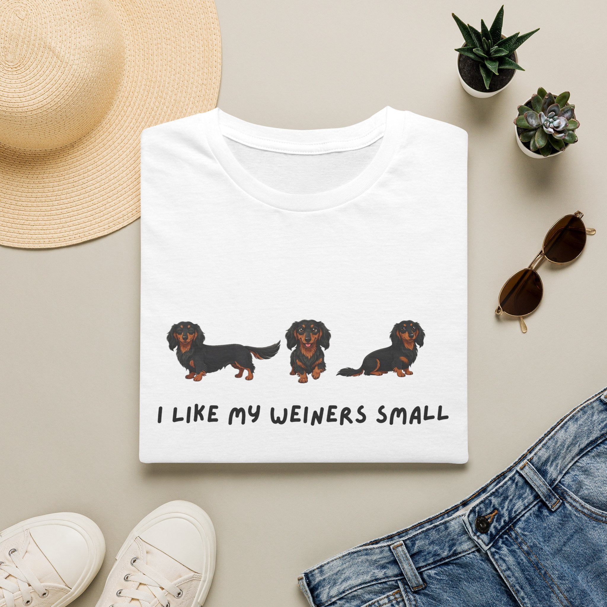 Dachshund Tee - "I Like My Weiners Small" Cute Wiener Dog T-Shirt